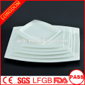 Plato cuadrado de porcelana blanca de estilo elegante para restaurante, plato de cena de cerámica